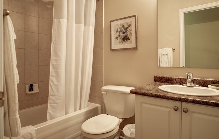 Master Bathroom Soaker Tub Fully Furnished Apartment Suite Oakville