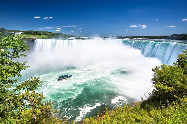 Niagara Falls in Canada on a sunny day.