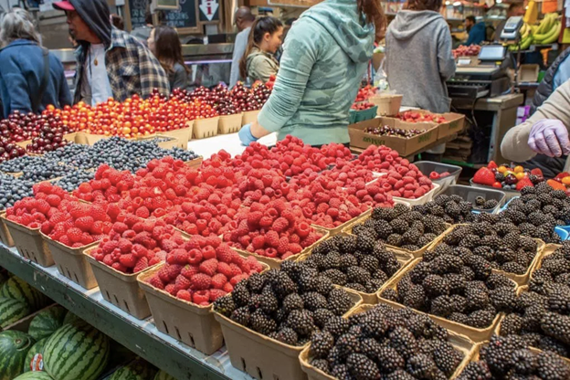 Fresh berries at the Granville Island market