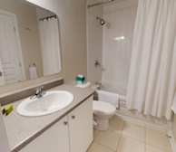 Main Bathroom Soaker Tub Fully Furnished Apartment Suite Kanata