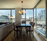 Dining room with a view fully furnished apartment suite 702 Victoria