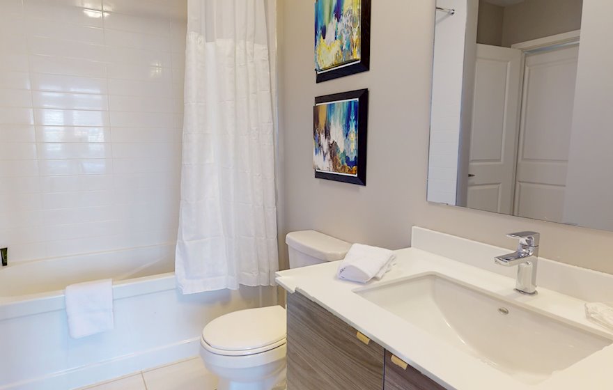 Third Bathroom 3 Piece Fully Furnished Apartment Suite Oakville