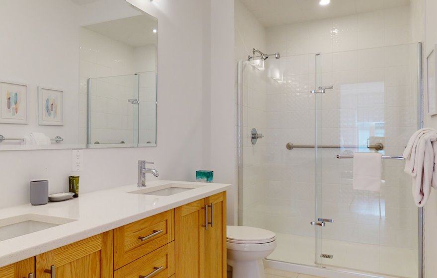 Principal Bathroom Walk In Shower Fully Furnished Apartment Suite Ottawa