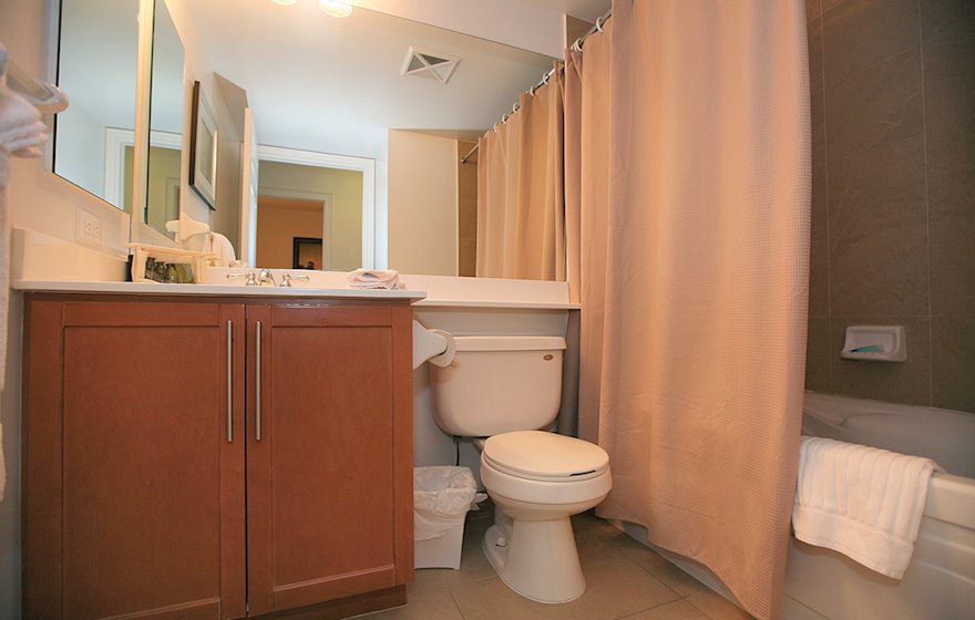 Master Bathroom Soaker Tub Fully Furnished Apartment Suite North York