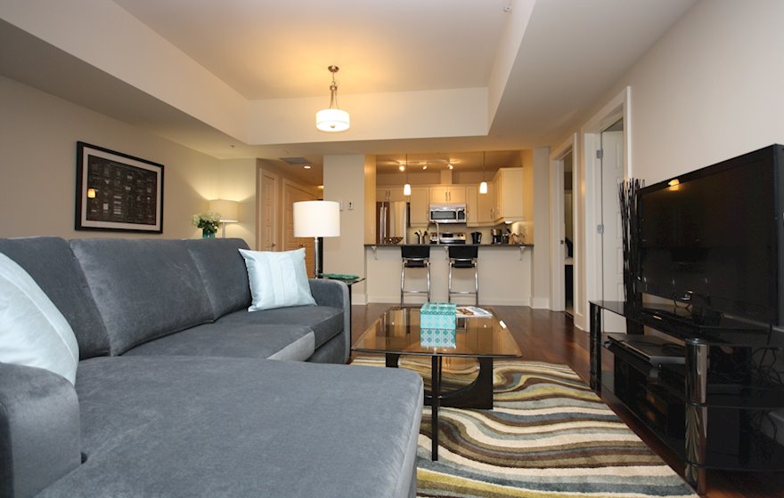 Living Room Free WiFi Fully Furnished Apartment Suite The Keelson Kings Wharf Dartmouth NS