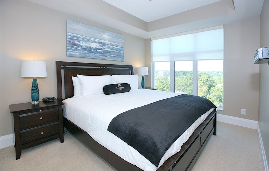Master Bedroom King Mattress Fully Furnished Apartment Suite Etobicoke Toronto