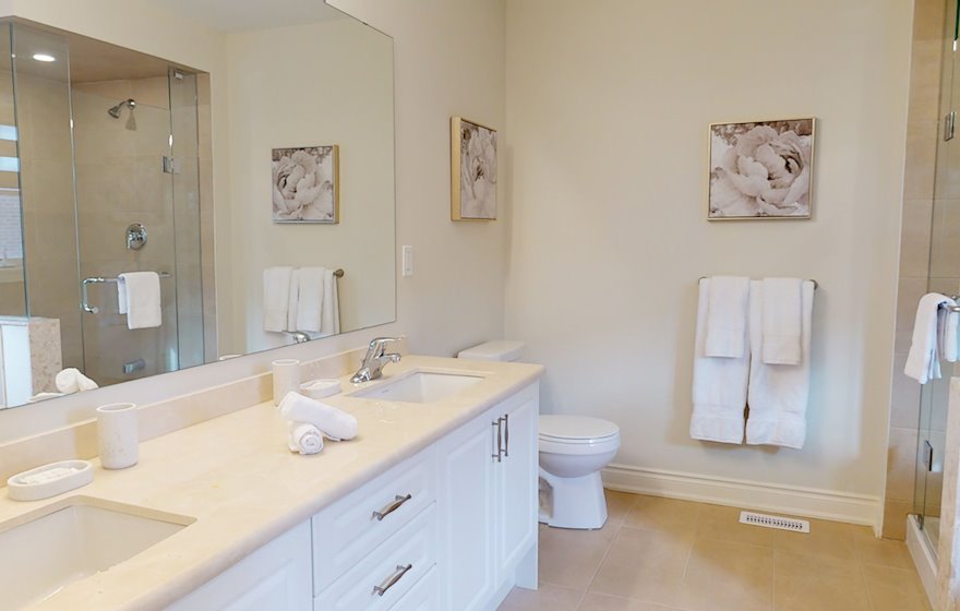 Principal Bathroom Walk In Shower Fully Furnished Apartment Suite Stouffville