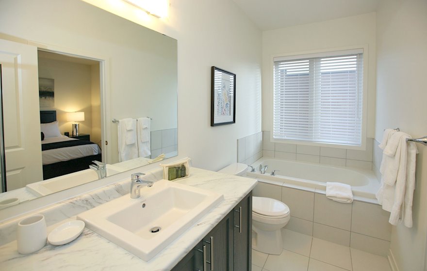 Master Bathroom Walk In Shower Fully Furnished Apartment Suite Maple