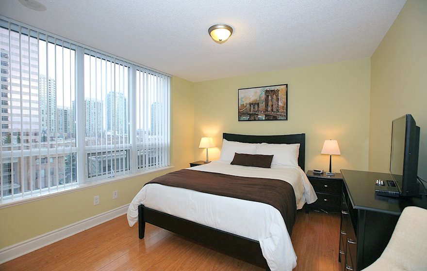 Master Bedroom Queen Mattress Fully Furnished Apartment Suite North York