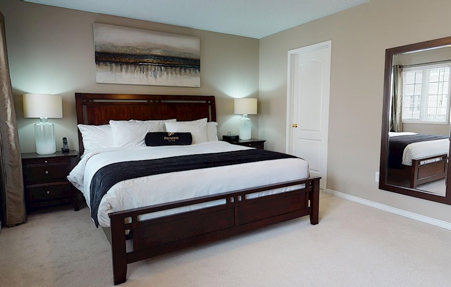 Master Bedroom King Mattress Fully Furnished Apartment Suite Burlington