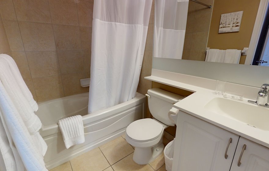 Master Bathroom Soaker Tub Fully Furnished Apartment Suite Mississauga