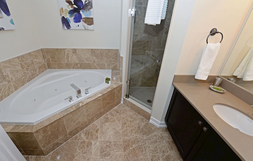 Master Bathroom Soaker Tub Fully Furnished Apartment Suite Pickering