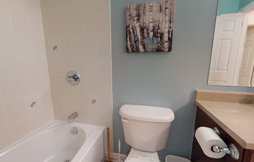 Main Bathroom Soaker Tub Fully Furnished Apartment Suite Ottawa