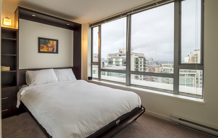Guest room murphy bed Astoria condo 1701 Victoria BC