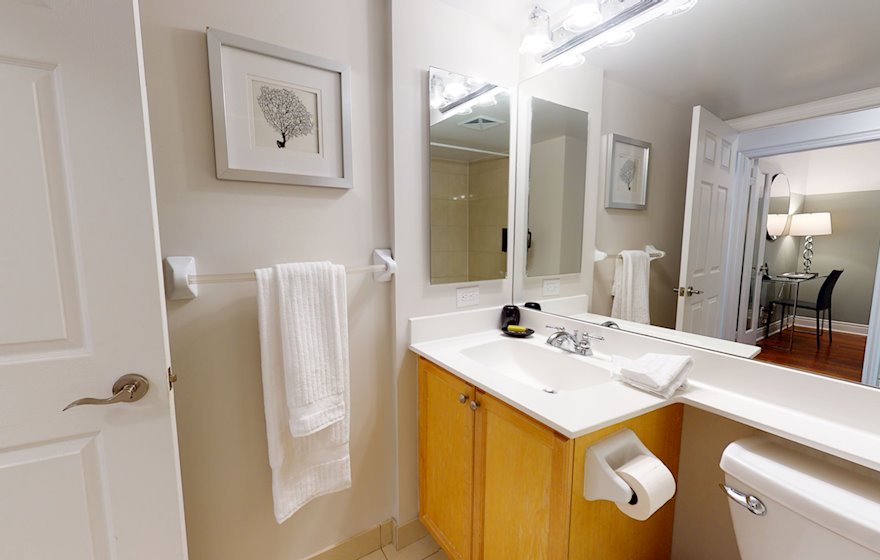 Bathroom Soaker Tub Fully Furnished Apartment Suite North York