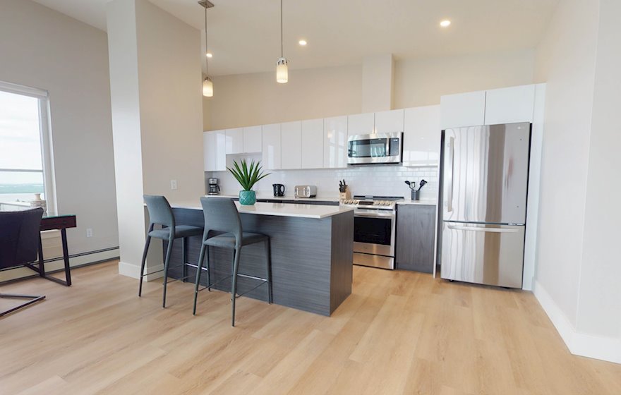 5 Kitchen Fully Equipped Five Appliances Stainless Steel short term rental long term apartment