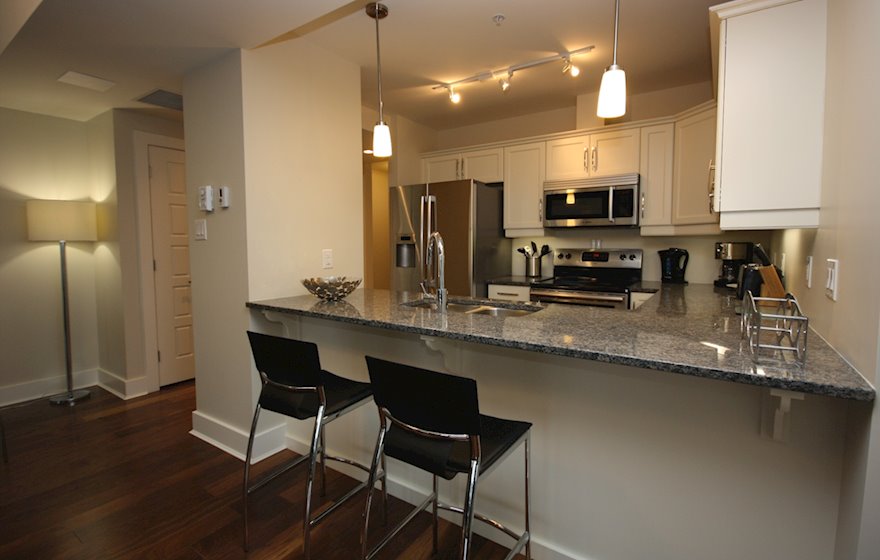 Kitchen And Dining Area Fully Furnished Apartment Suite The Keelson Kings Wharf Dartmouth NS
