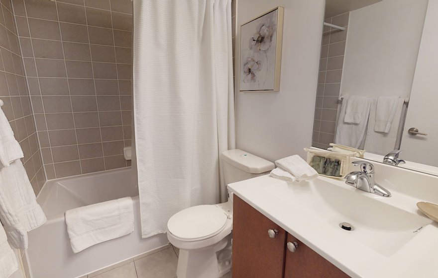 Master Bathroom Soaker Tub Fully Furnished Apartment Suite Scarborough