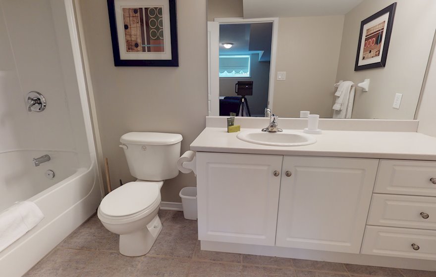 Basement Bathroom Soaker Tub Fully Furnished Apartment Suite Kanata