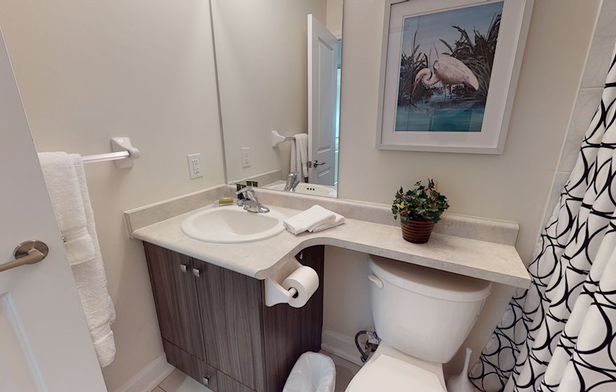 Second Bathroom 3 Piece Fully Furnished Apartment Suite Oakville