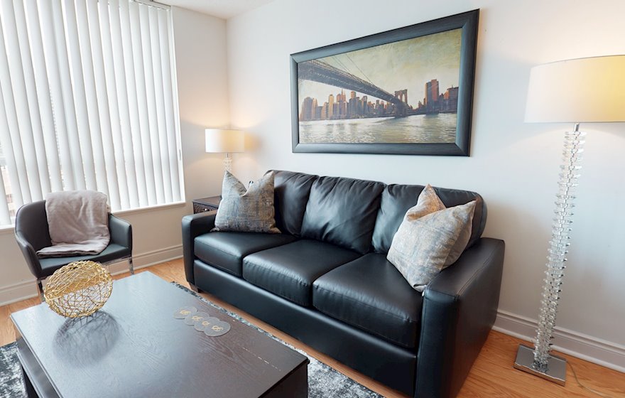 Living Room Free WiFi Fully Furnished Apartment Suite North York