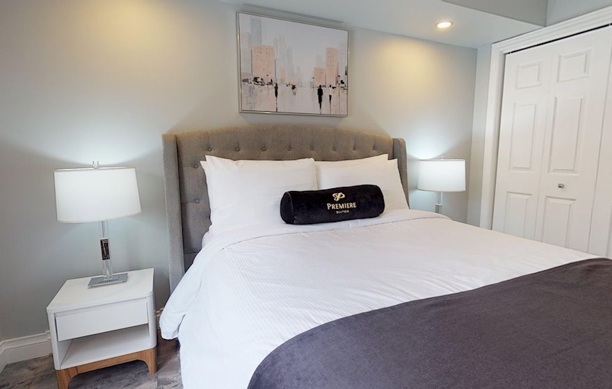 Master Bedroom Queen Mattress Fully Furnished Apartment Suite Burlington