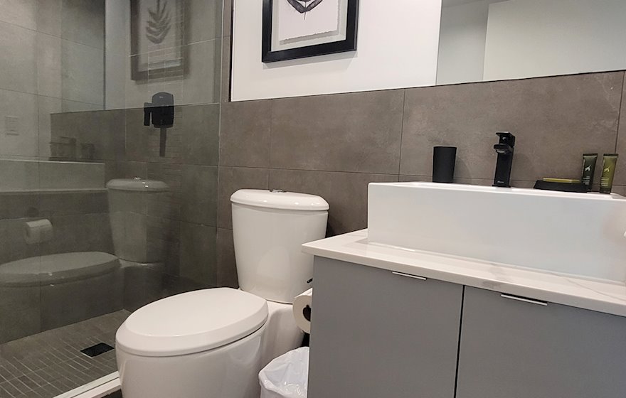 Principal Bathroom Walk In Shower Fully Furnished Apartment Suite Toronto East